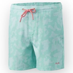 HUK Men's NWT Pursuit Running Lakes Volley Swim Short - Beach glass